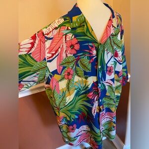 Hawaiian Shirt Mens Aloha Tropical Floral Button Down Collared Design Italy XL